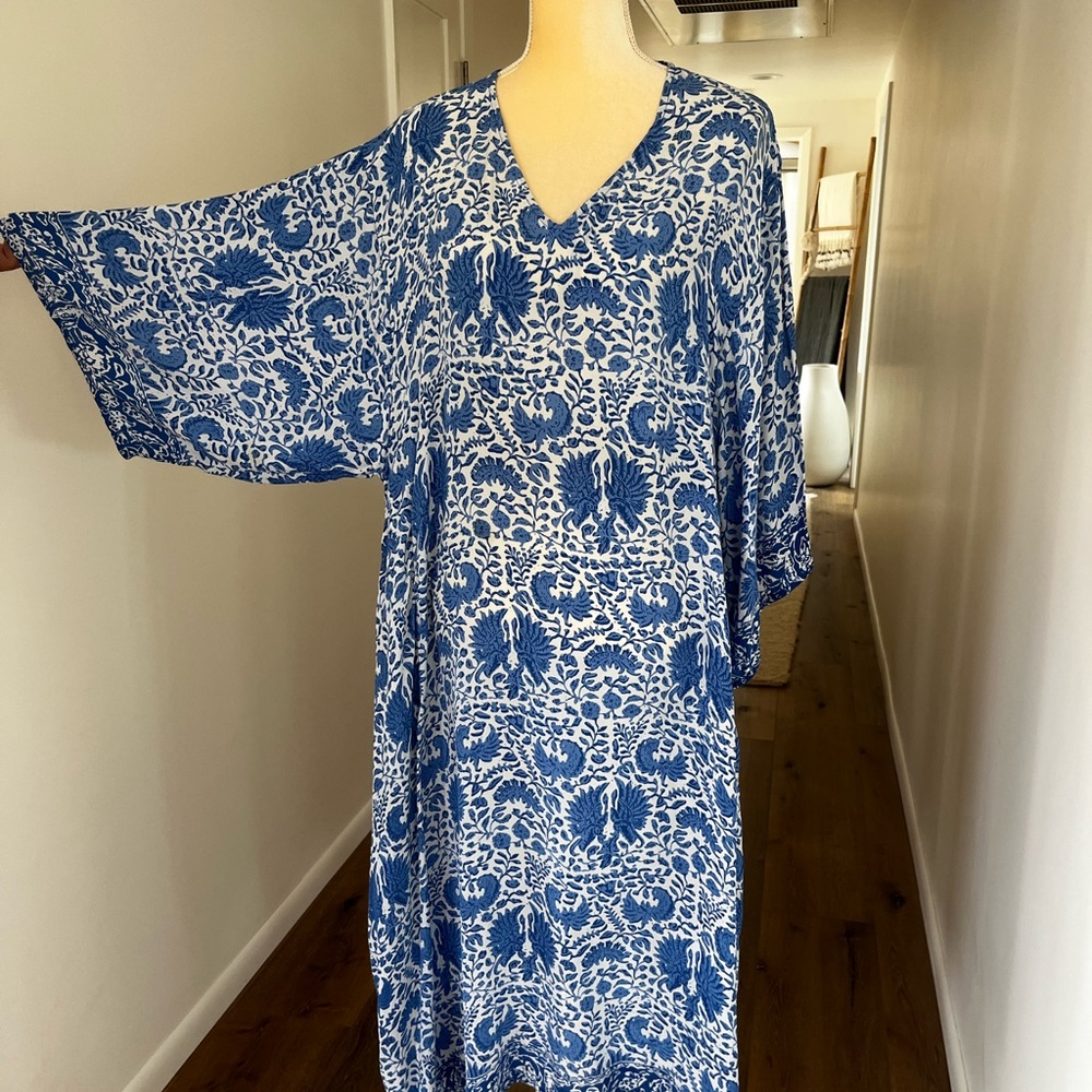 Natalie Martin Indigo and White Patterned Dress